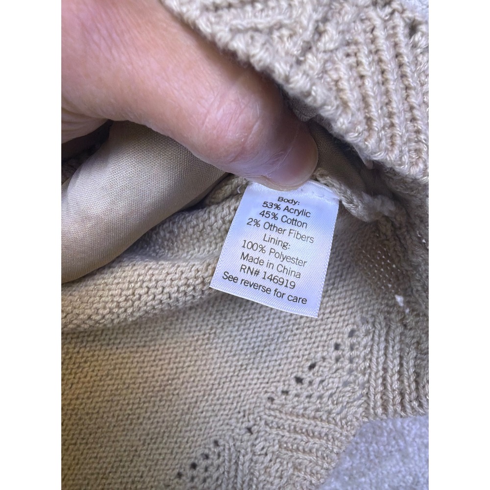 LC Lauren Conrad Sweater Tank Top Women 2X Tan White Striped Crochet Scallop NEW - Picture 5 of 8